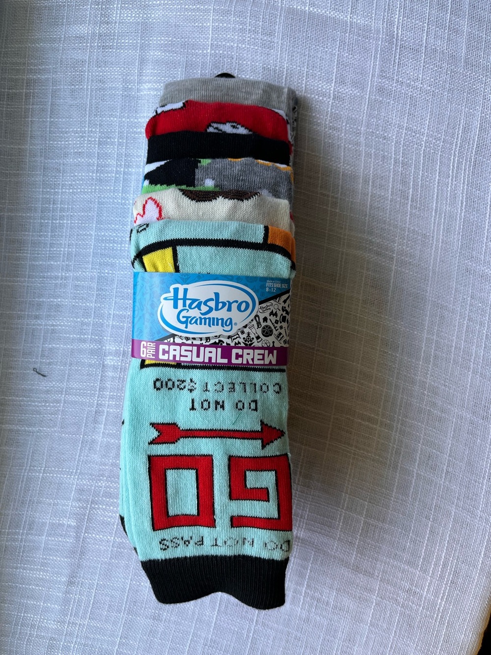 Hasbro Gaming Casual Crew Socks - Light Blue, Red, Black, Gray 6 pack